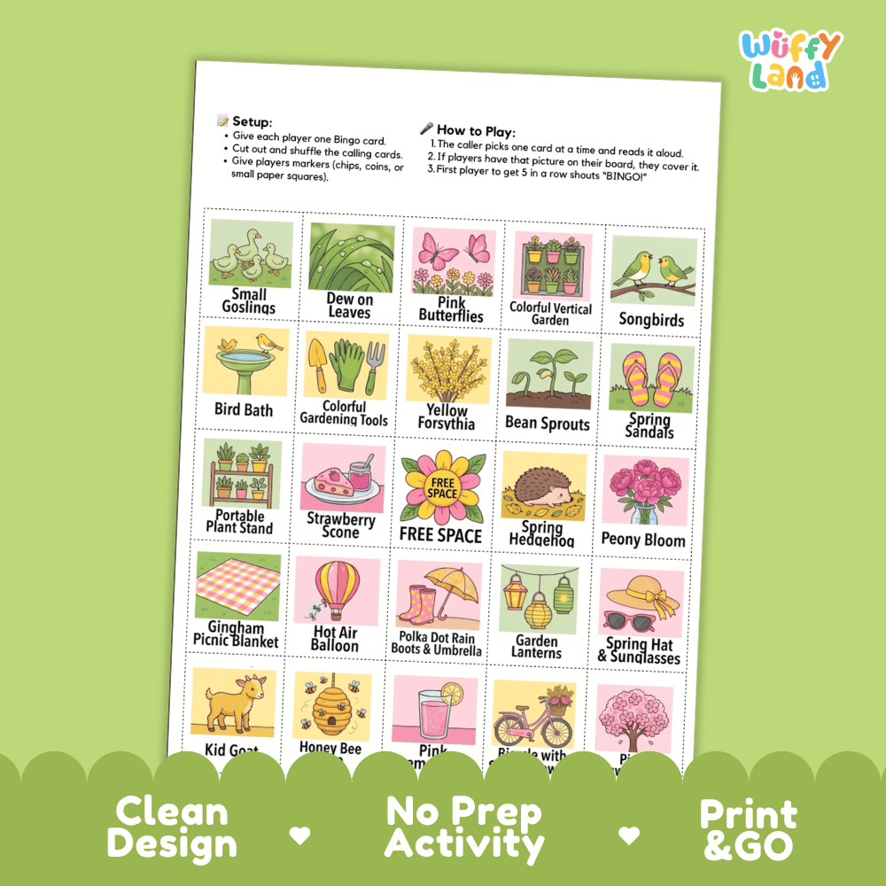 Spring Bingo Games Printable Activity