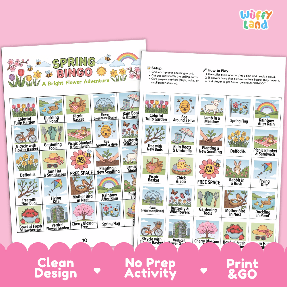 Spring Bingo Games Printable Activity