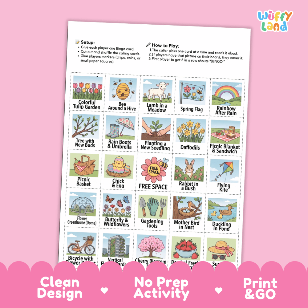 Spring Bingo Games Printable Activity