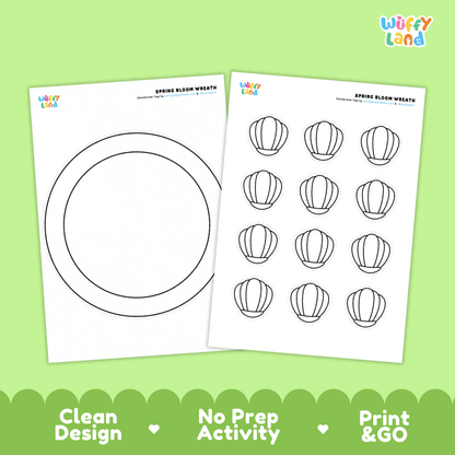 Spring Bloom Flower Wreath Craft - 11 Pages - No Prep Spring Worksheets