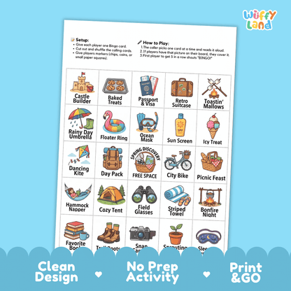 Spring Break BINGO Games Printable Springtime Activity Cards