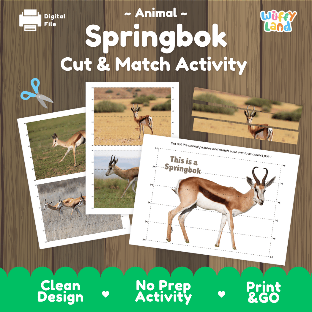 Springbok Cut and Match Activity Worksheets | Safari Animal Puzzle Printables