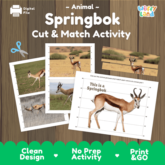 Springbok Cut and Match Activity Worksheets | Safari Animal Puzzle Printables
