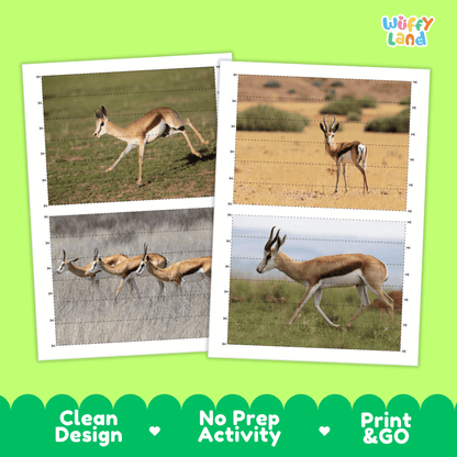 Springbok Cut and Match Activity Worksheets | Safari Animal Puzzle Printables