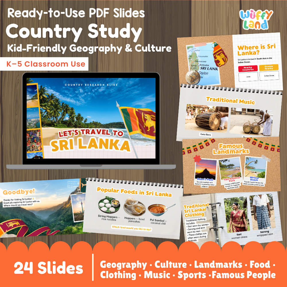 Sri Lanka Country Study Kid Friendly Geography & Culture PDF Slides