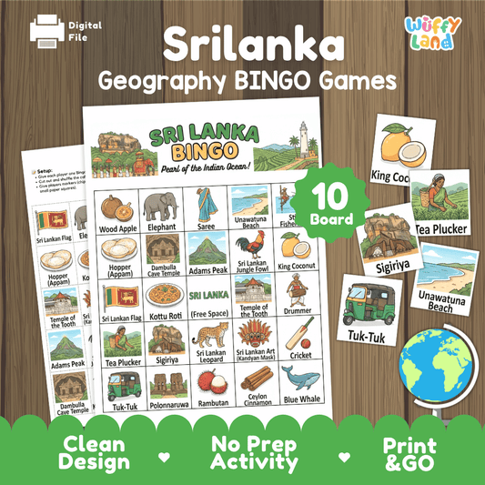 Sri Lanka Geography Bingo Game Printable Activity
