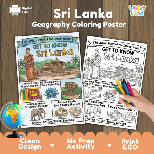 Sri Lanka Country Study Geography Coloring Page Worksheet Activity | Asia