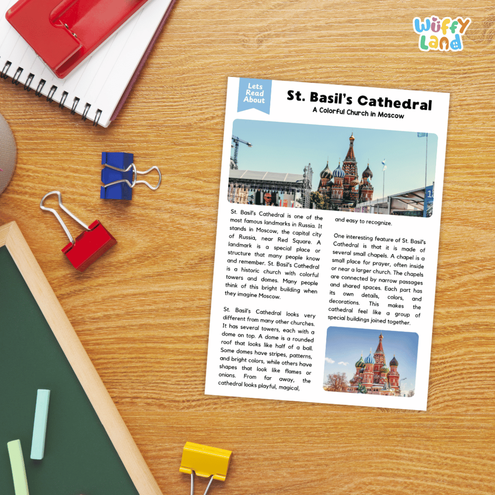 St. Basil's Cathedral Landmark Reading Passages and Comprehension Worksheets