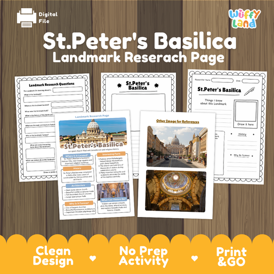 St. Peter's Basilica Landmark Research Project Worksheets and Fact Page