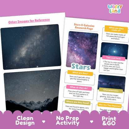 Stars Solar System Research Project Worksheets and Fact Sheet