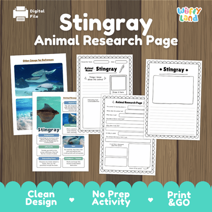 Stingray Animal Research Project Graphic Organizers and Fact Sheet