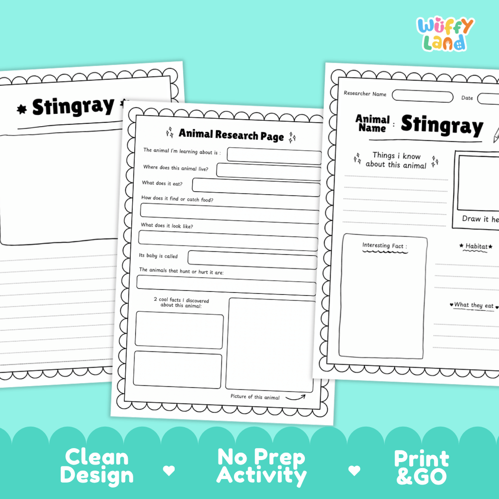 Stingray Animal Research Project Graphic Organizers and Fact Sheet