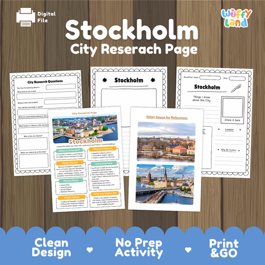 Stockholm Sweden City Research Project Activity Worksheets and Fact Sheet