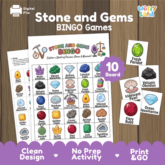 Stone and Gems BINGO Games Printable Earth Science Activity Cards