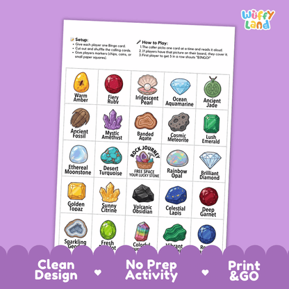 Stone and Gems BINGO Games Printable Earth Science Activity Cards