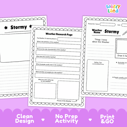 Stormy Weather Research Worksheets and Informational Fact Sheets