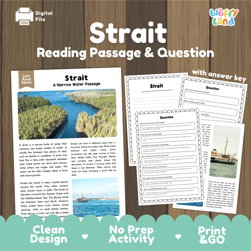 Strait Reading Passage and Questions Nonfiction Science Worksheets