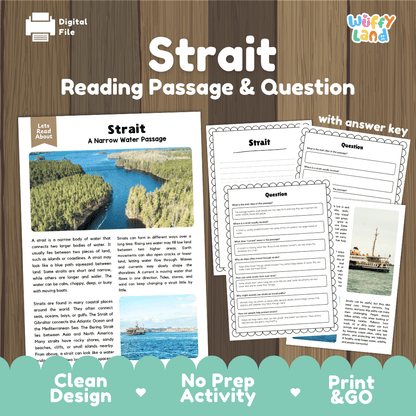 Strait Reading Passage and Questions Nonfiction Science Worksheets