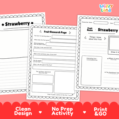 Strawberry Fruit Research Activity Worksheet Science Healthy Eating Life Cycle