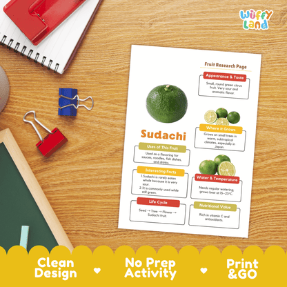 Sudachi Fruit Research Activity Worksheet Science Citrus Japan Healthy Eating