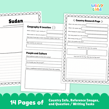 Sudan Country Research Project | Geography Worksheets and Writing Tasks
