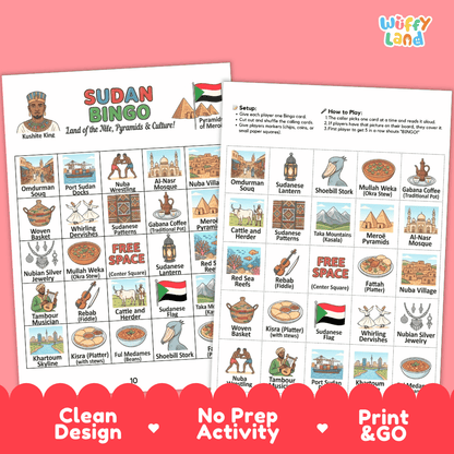 Sudan Geography BINGO Game | Sudanese Culture and Landmarks Printable Activity