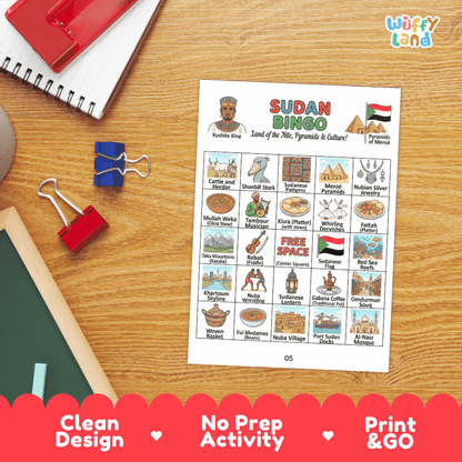 Sudan Geography BINGO Game | Sudanese Culture and Landmarks Printable Activity