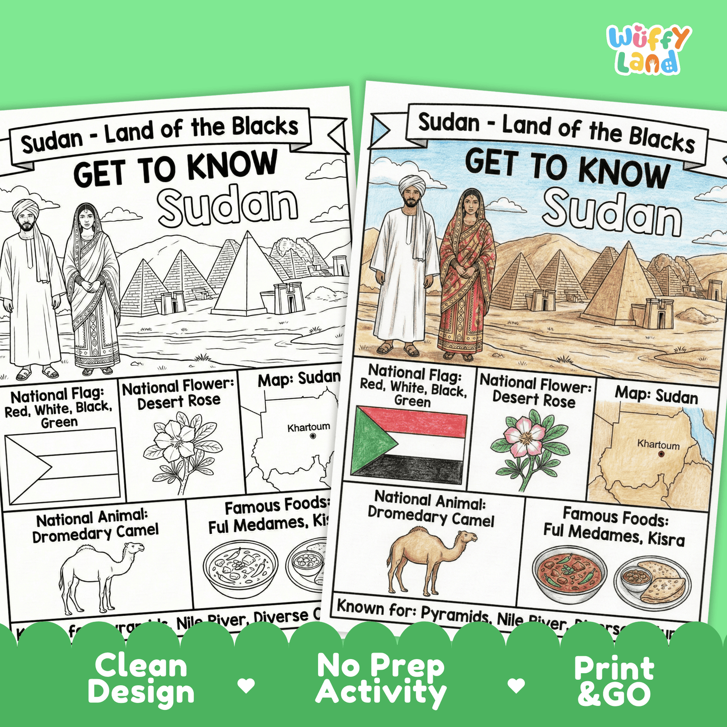 Sudan Country Study Geography Coloring Page Worksheet Activity | Africa