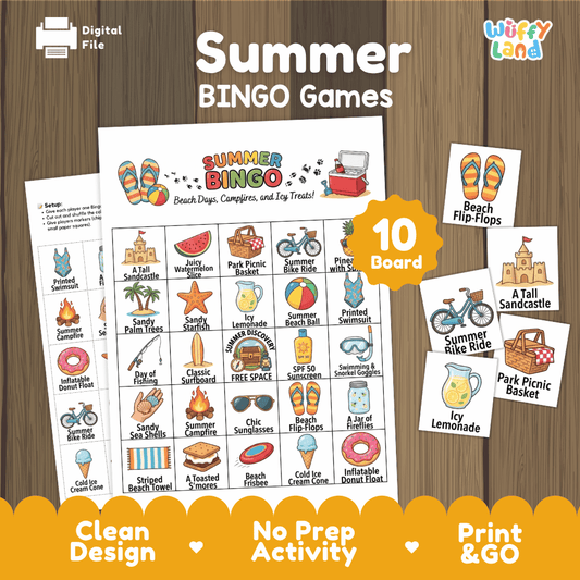 Summer BINGO Games Printable End of Year Seasonal Activity Cards