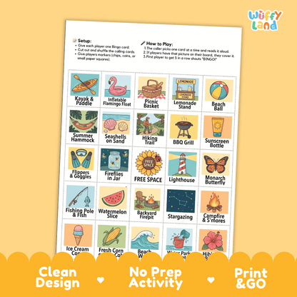 Summer Bingo Games Printable Activity