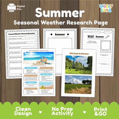Summer Seasonal Weather Research Page Worksheets Weather Science Activity