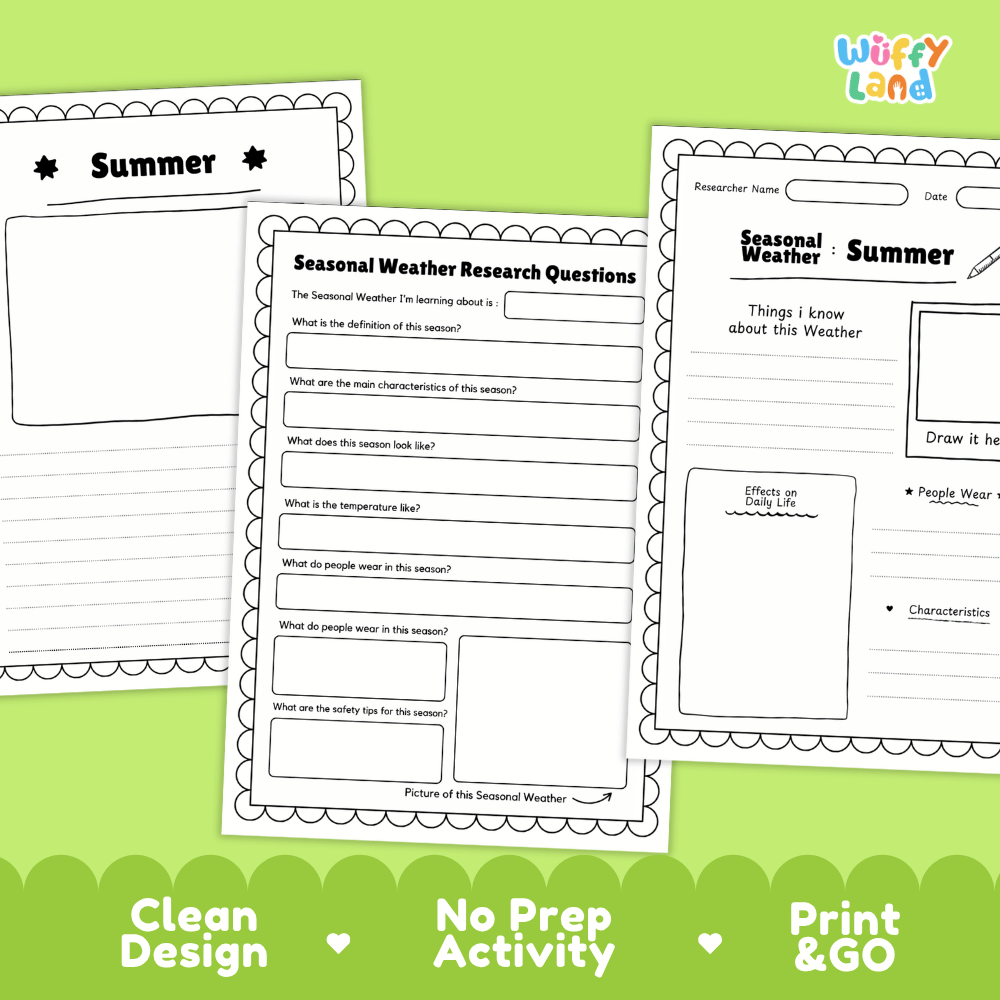 Summer Seasonal Weather Research Page Worksheets Weather Science Activity