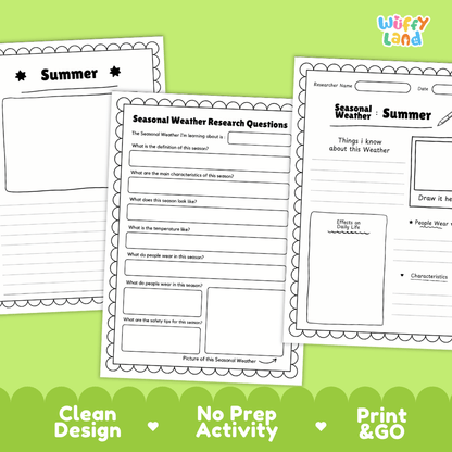 Summer Seasonal Weather Research Page Worksheets Weather Science Activity