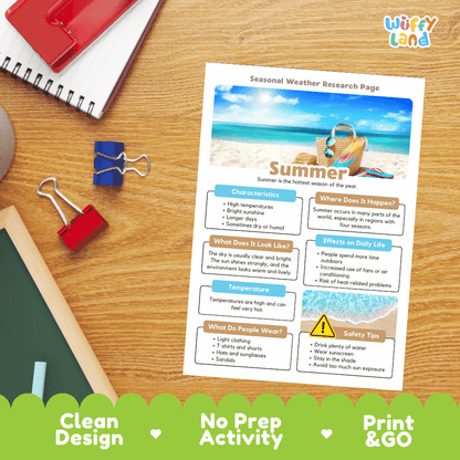 Summer Seasonal Weather Research Page Worksheets Weather Science Activity