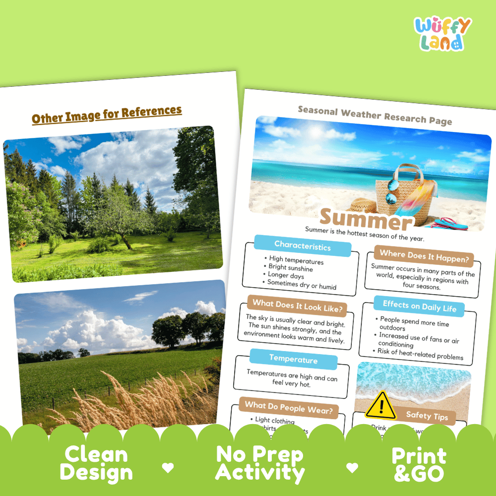 Summer Seasonal Weather Research Page Worksheets Weather Science Activity