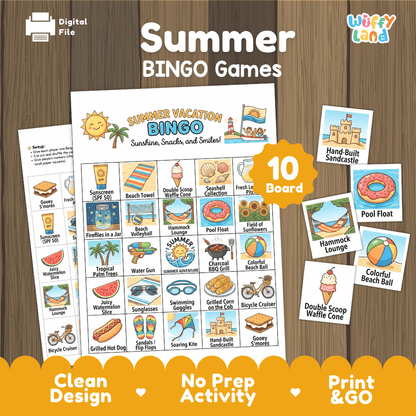 Summer Vacation Bingo Games Printable Activity