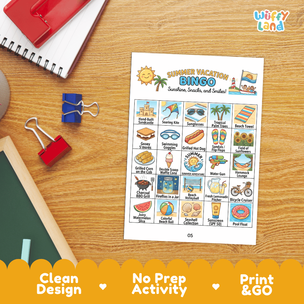 Summer Vacation Bingo Games Printable Activity