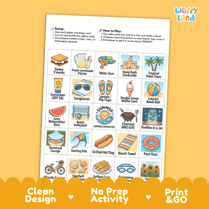 Summer Vacation Bingo Games Printable Activity