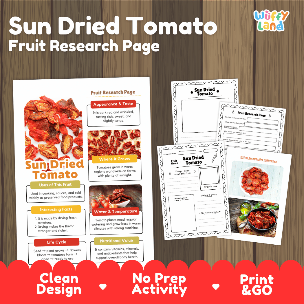 Sun Dried Tomato Fruit Research Page Worksheets and Fact Sheet