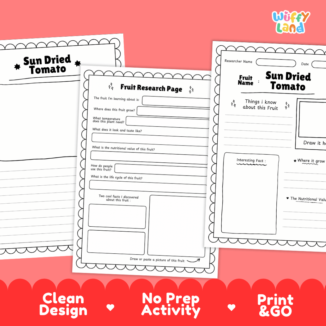 Sun Dried Tomato Fruit Research Page Worksheets and Fact Sheet