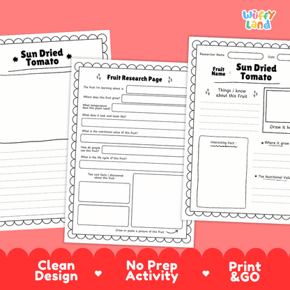 Sun Dried Tomato Fruit Research Page Worksheets and Fact Sheet