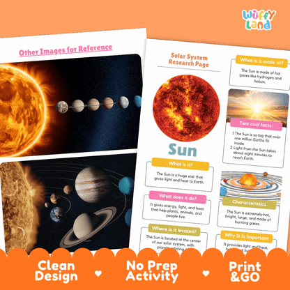 Sun Solar System Research Project Worksheets and Fact Sheet