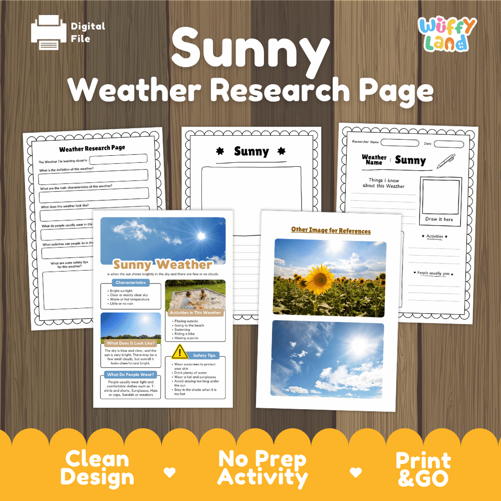 Sunny Weather Research Worksheets and Informational Fact Sheets