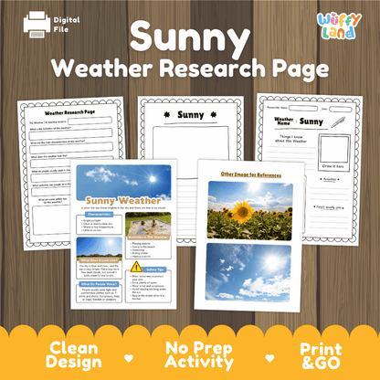 Sunny Weather Research Worksheets and Informational Fact Sheets