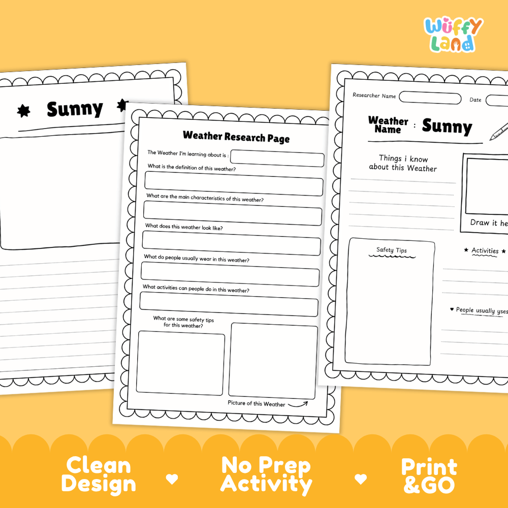 Sunny Weather Research Worksheets and Informational Fact Sheets