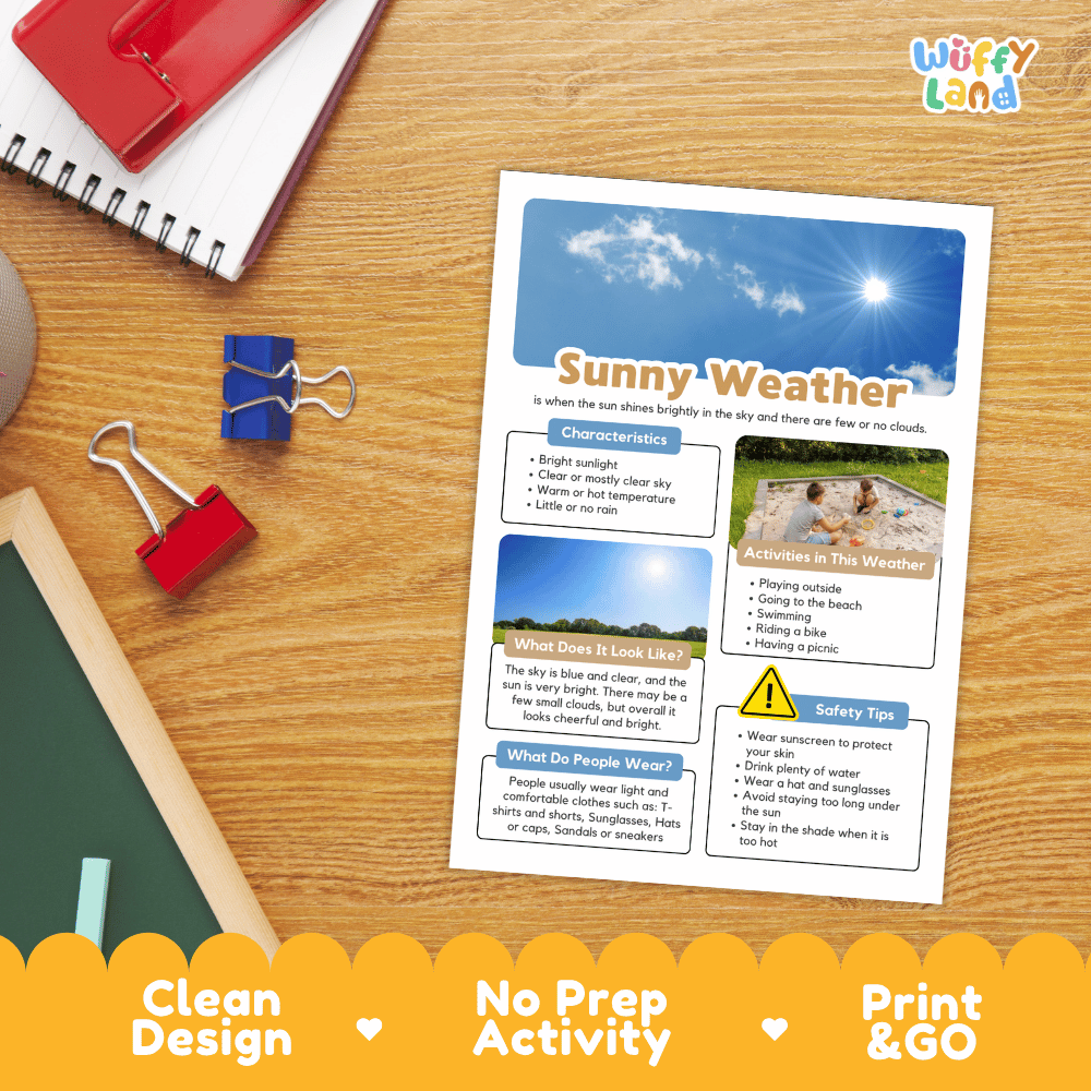 Sunny Weather Research Worksheets and Informational Fact Sheets
