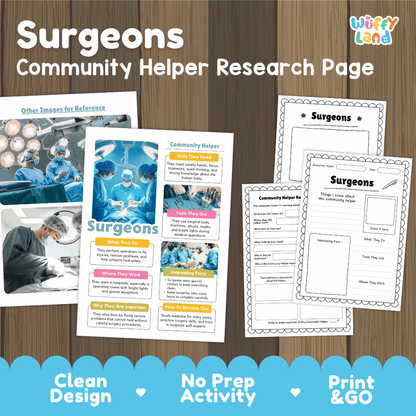 Surgeons Community Helper Research Pages and Worksheets