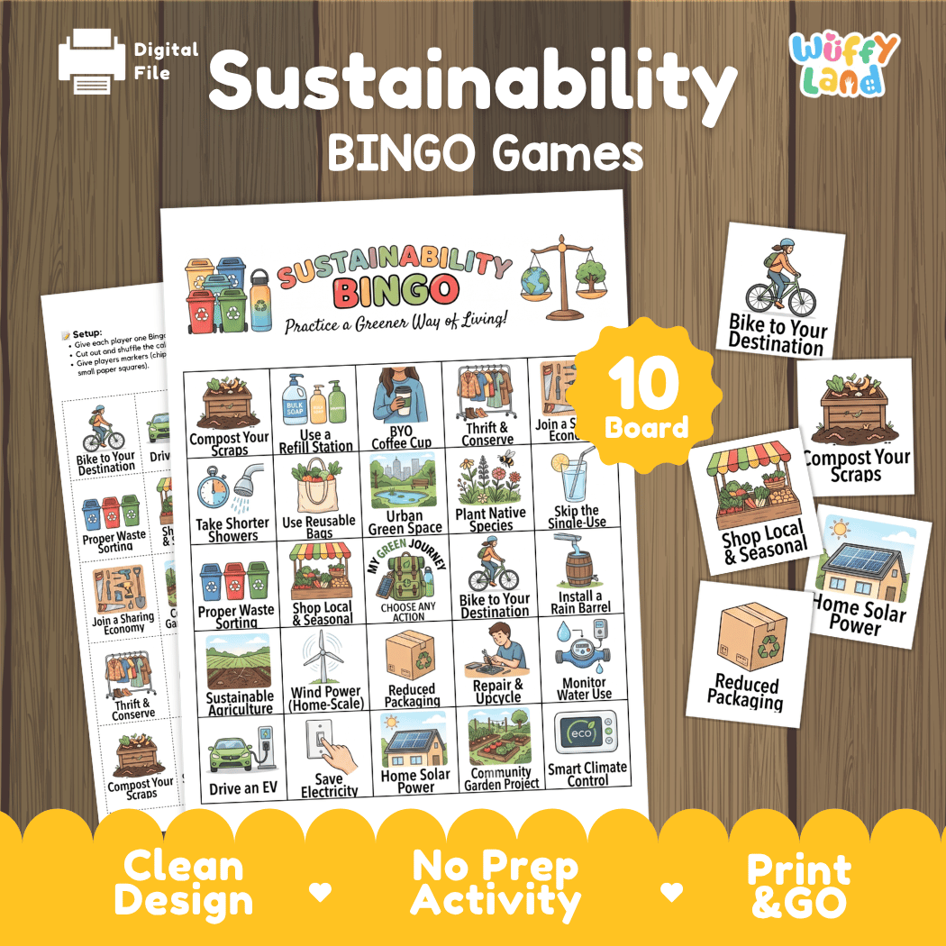 Sustainability BINGO Games Printable Activity