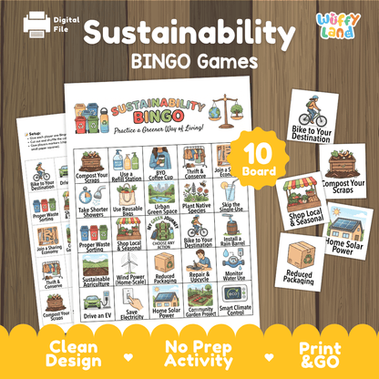 Sustainability BINGO Games Printable Activity