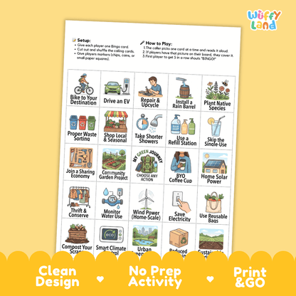Sustainability BINGO Games Printable Activity